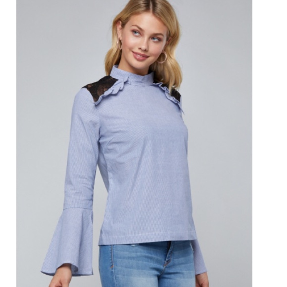LACE INSET STRIPED TOP